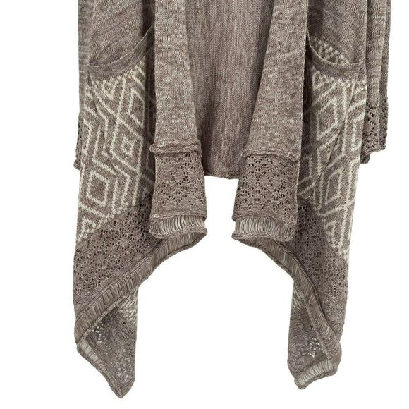 Paper Crane Tan & Aztec Waterfall Cardigan Sweater Small - Picture 7 of 15